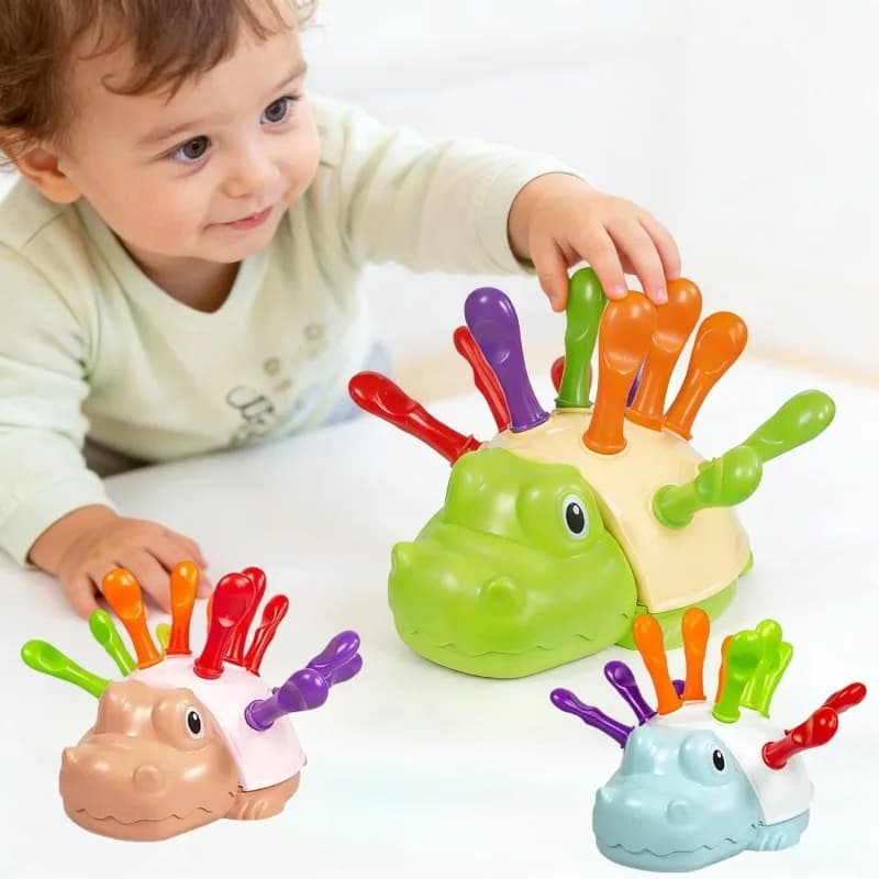 Giocattoli per motori fini per bambini, riconoscimento del colore e della forma, simpatico sviluppo del coccodrillo, giocattoli per l'educazione della prima infanzia del cervello