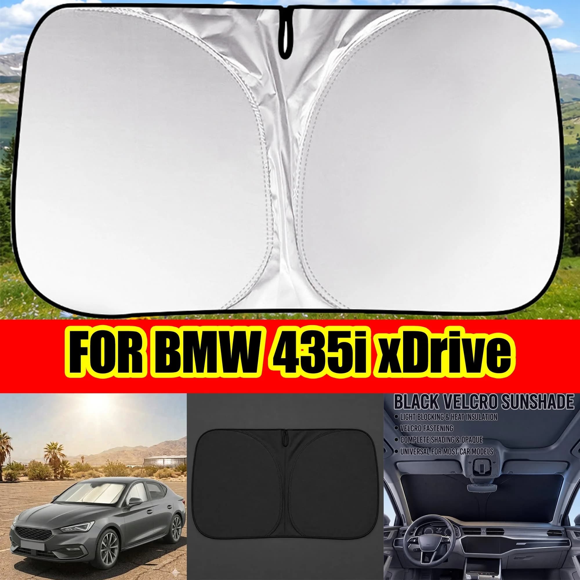 FOR BMW 435i XDrive Windshield Sunshade With Titanium Silver Coating, UV Protection & Heat Block