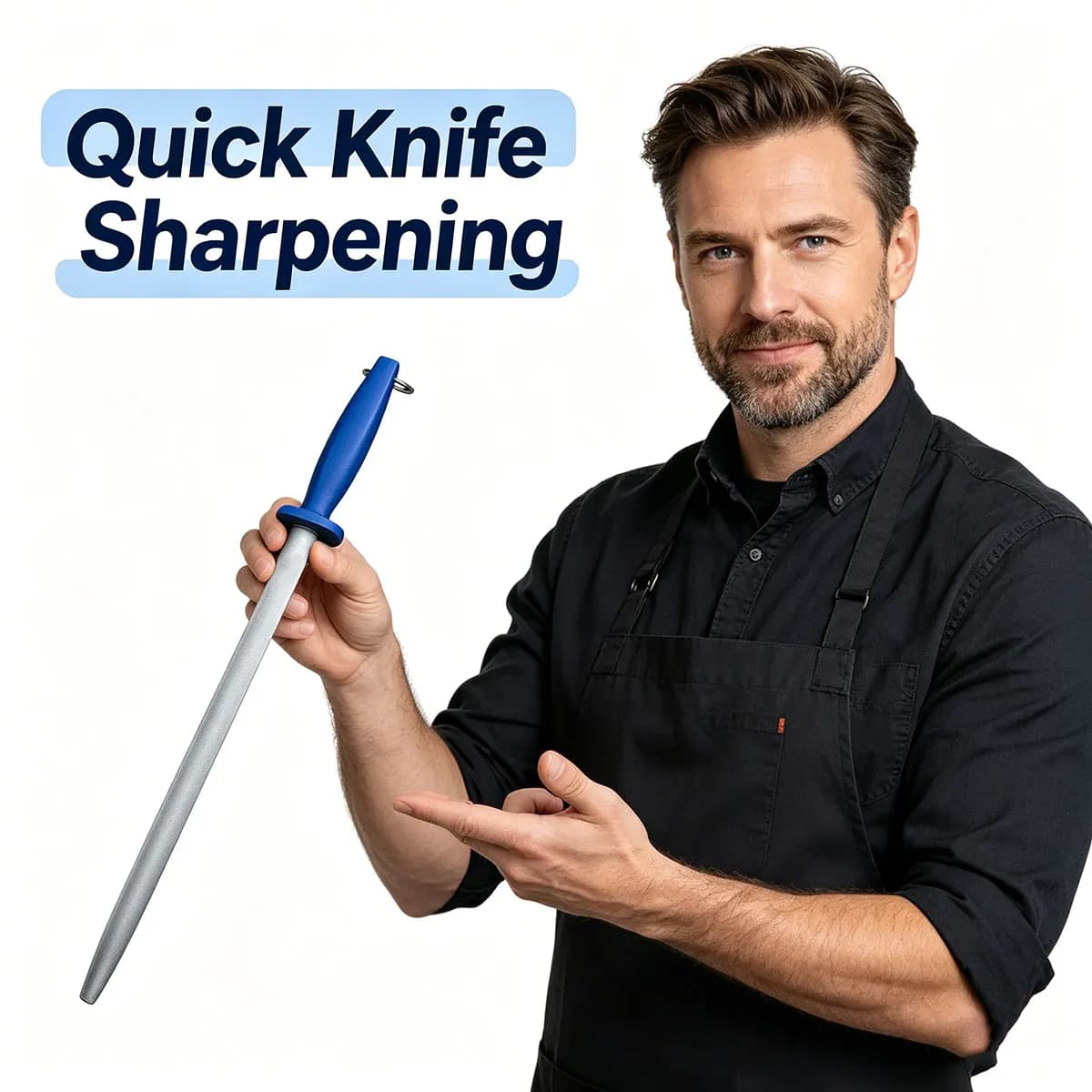 Affilatore professionale da 12'' per coltelli da chef, barra in acciaio inossidabile per affilare coltelli da cucina.