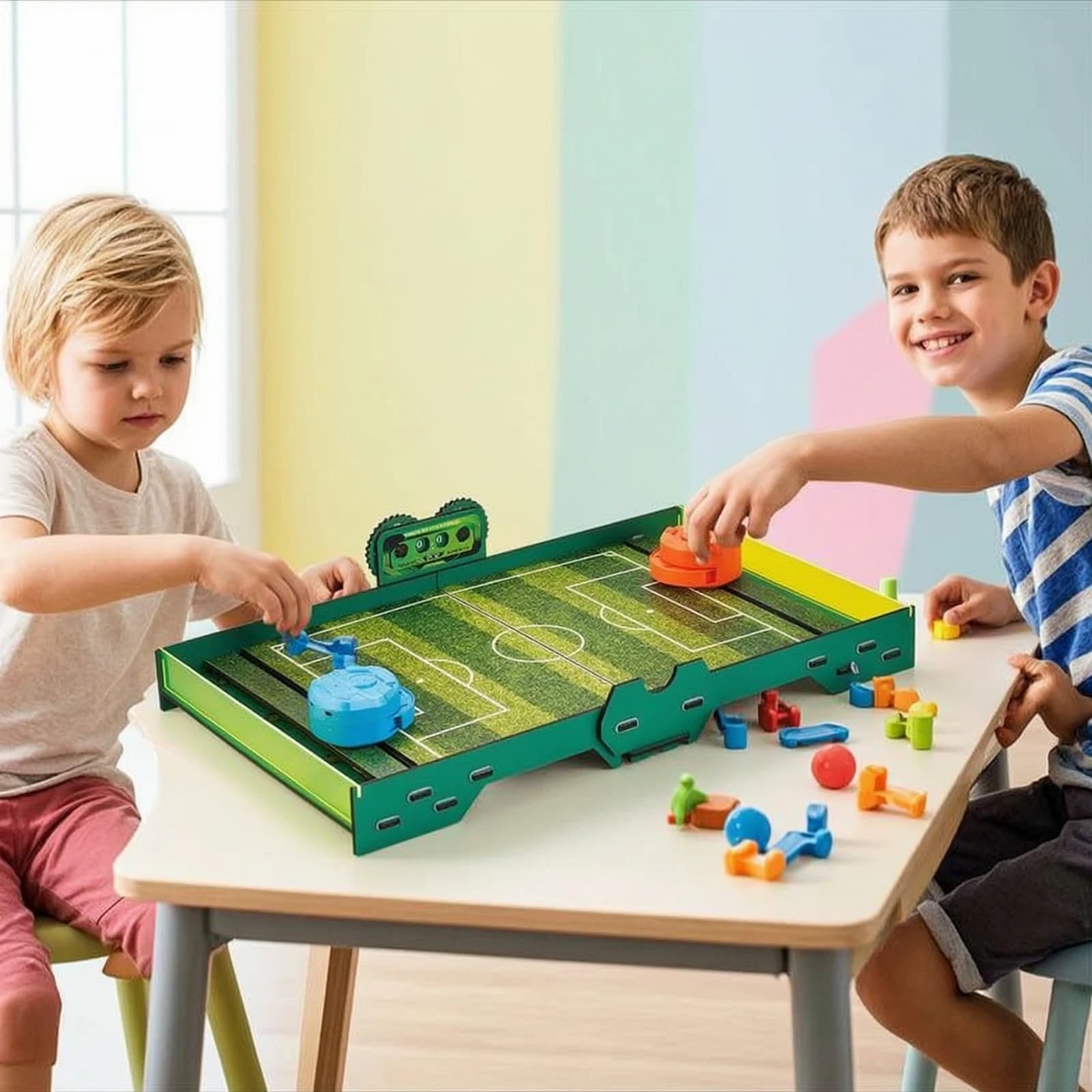Tabletop Football Battle Game DIY Wireless Control Football Game Toy Fast-Paced Long-Lasting for Children, Indoor, Home