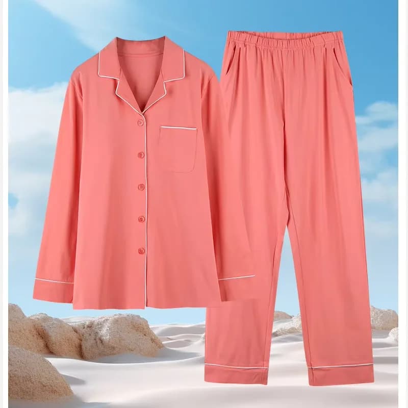 Women Piece Pajama Set Open Front Long Sleeve Long Pants Loose Casual Ladies Home Loungewear Sleepwear Outfit