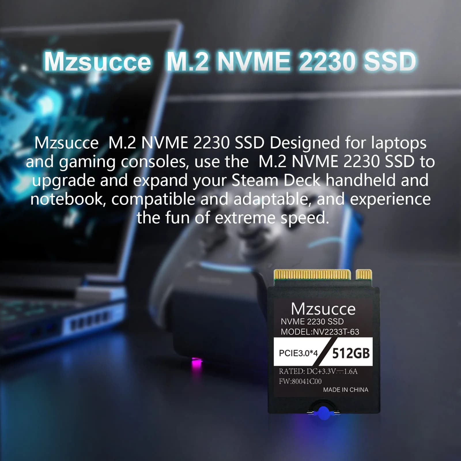 SSD NVMe M2 2230 da 1TB, 512GB, 256GB Compatibile con Steam Deck/Surface Pro, Aggiornamento ed Espansione, Alte Prestazioni ed Efficienza