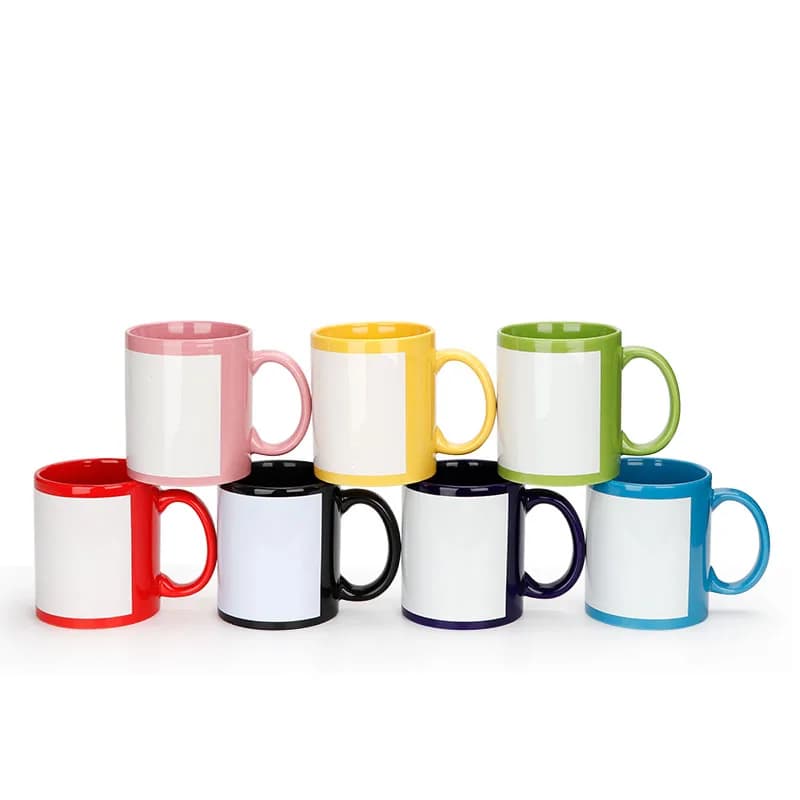 Tazza in ceramica vuota da 350ML all'interno nera per uso a sublimazione senza stampa