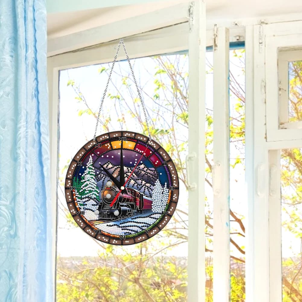 Orologio da Parete con Pittura Diamantata, Kit Mosaico Artistico Fai-da-Te con Strass, Motivo Cane, per Adulti