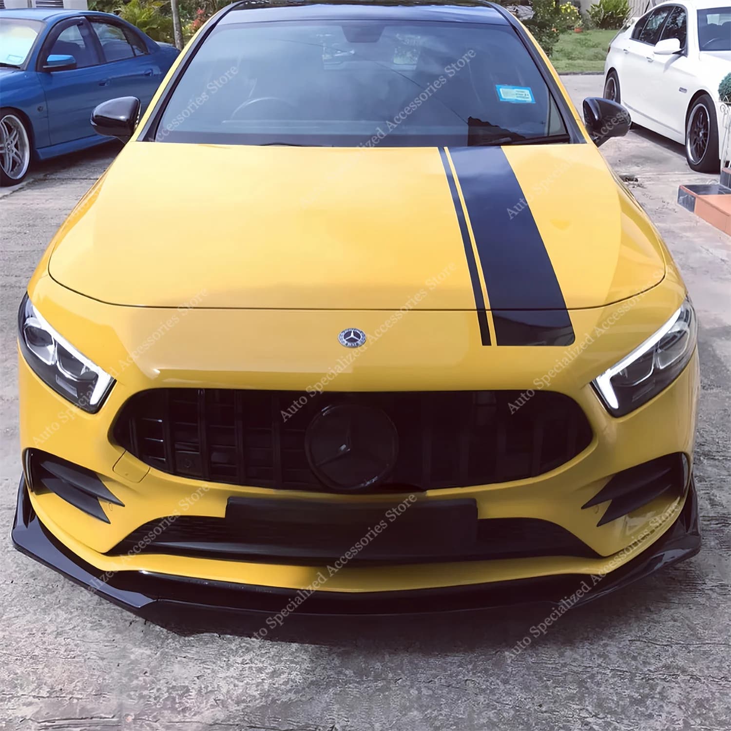 For Mercedes W177 V177 Front Bumper Lip Spoiler Splitter Diffuser A200 A220 A220d A250 A35 AMG-line 2018-2022 Pre-Lci Tuning