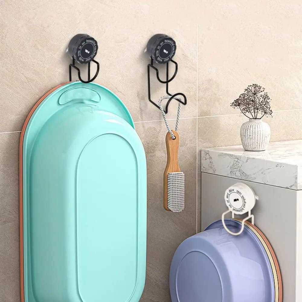 Practical Iron Suction Cup Hooks Wall Mounted Hole-Free Basin Storage Rack Traceless Rotating Washbasin Hook Kitchen