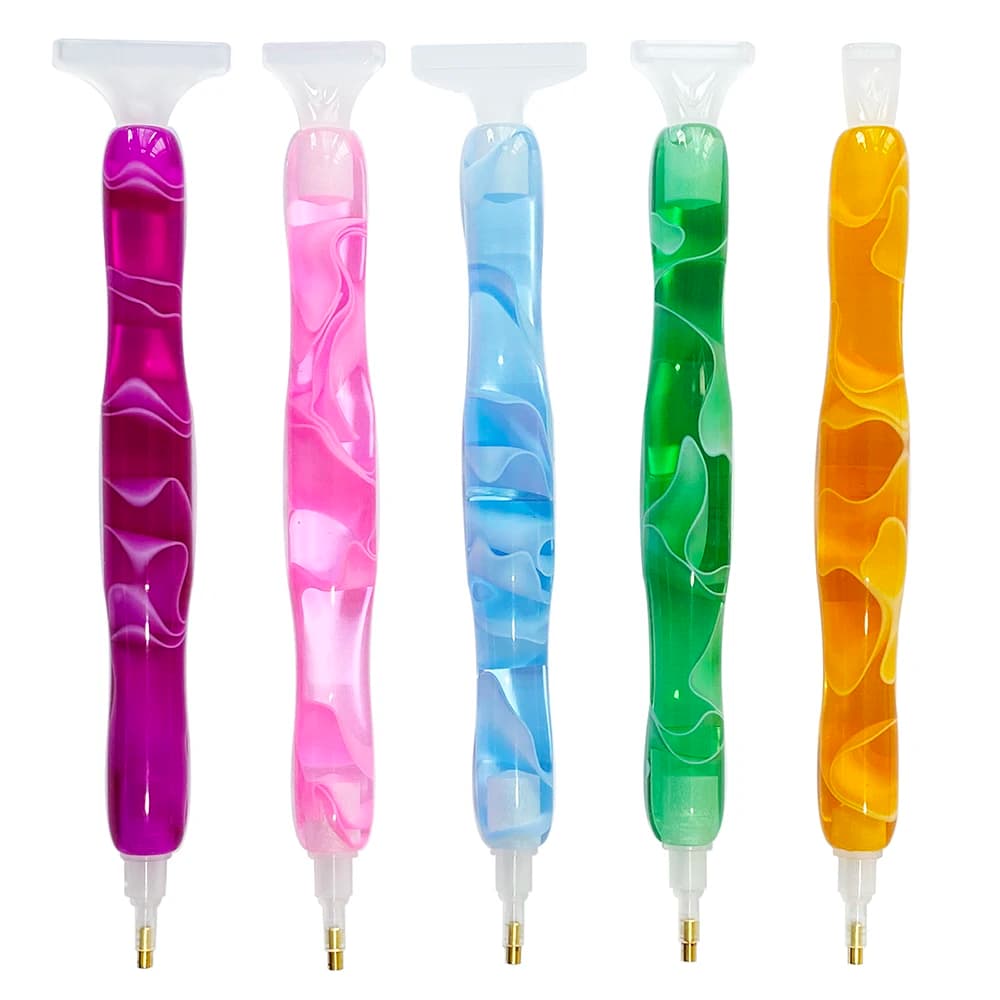 Diamond Painting Pen in Colorful Resin with 5 Replaceable Tips, Art Pen Set with Diamonds, DIY Painting Tools Accessories ♪