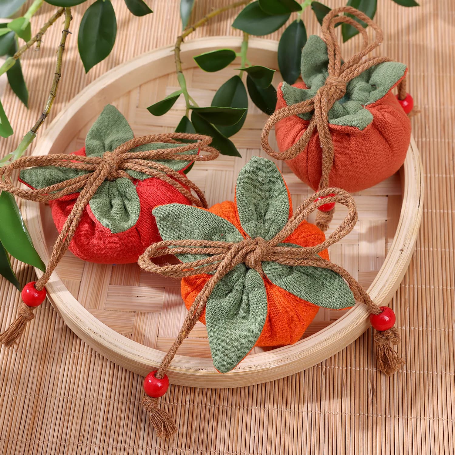 Handmade Festival Lucky Charm Sachet With Pendant Traditional Good Fortune Bag, Fabric Car Mirror Decor, Wind Chime Accessory.