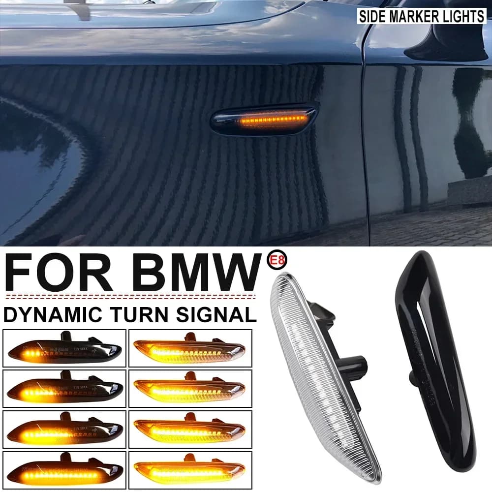2PCS Acqua Che Scorre Lampeggiante LED Dinamico Indicatori di direzione Per BMW E60 E61 E90 E91 E81 E83 E84 E92 Indicatore Lampeggiante Indicatore Laterale