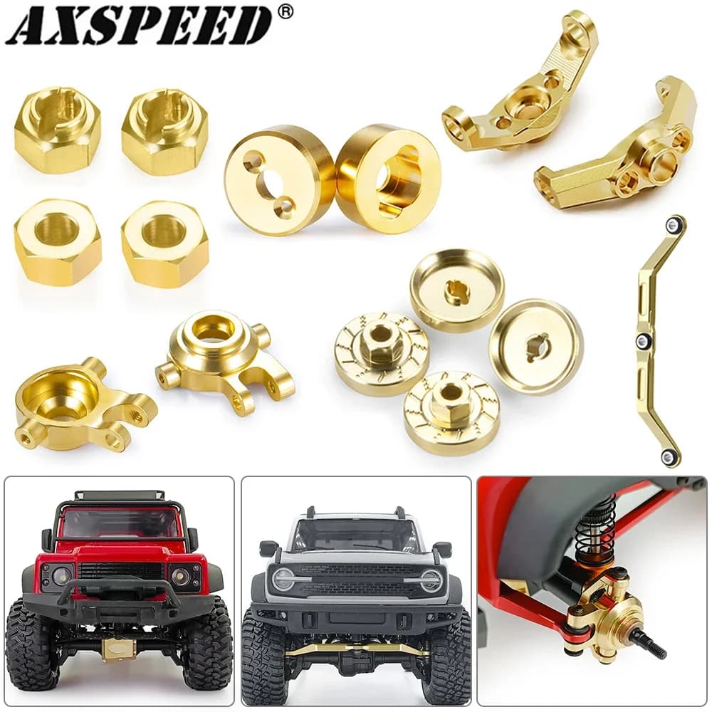 AXSPEED TRX4M ottone peso sterzo Link Blocks Knuckle Diff Cover Caster Blocks adattatore esagonale per 1/18 TRX4M parti di aggiornamento