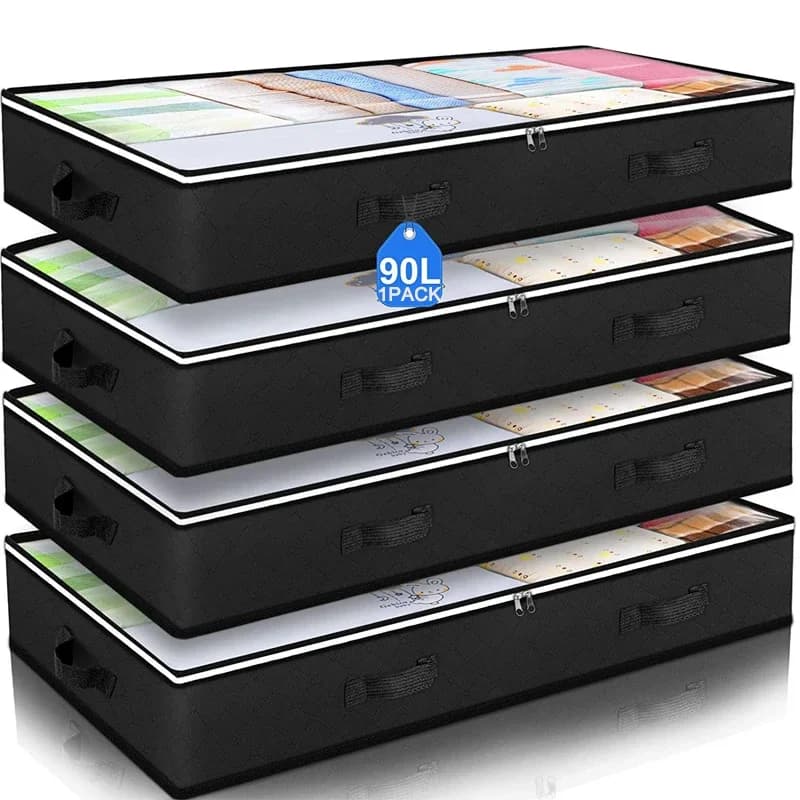 Non-woven Underbed Quilt Storage Bag Organizer Wardrobe Clothes Dust Moisture-proof Finishing Bag Foldable Storage Box 100x50x15