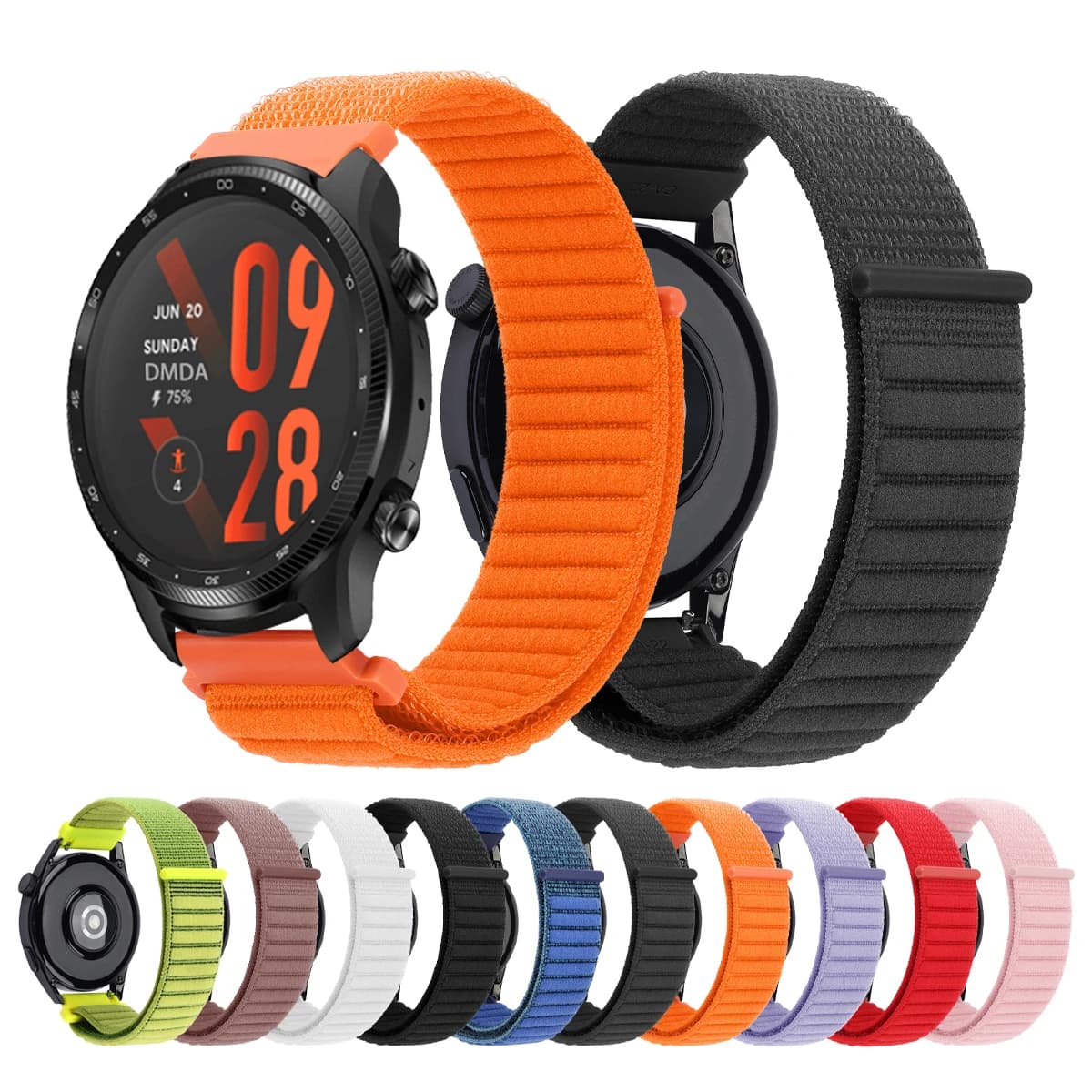 Per TicWatch Pro 3 Ultra GPS cinturino in nylon traspirante 20mm 22mm cinturino ad anello per TicWatch GTX/GTW/GTH/E3/S2 braccialetto Correa cinturino
