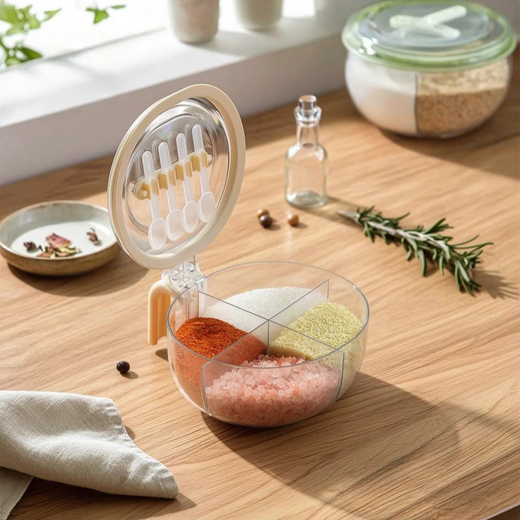 Clear Seasoning Container Set Food-Grade Material Clear Seasoning Organizer Divided Seasoning Storage Box Moisture-Resistant