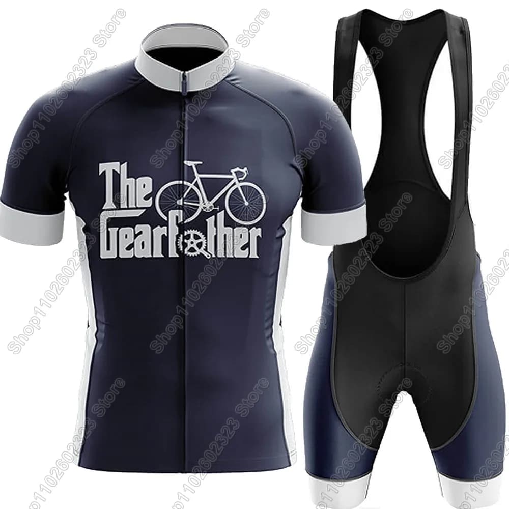 Maglia da ciclismo The-Gearfather 2025 Set da uomo Abbigliamento da bicicletta estivo Camicie da bici da strada Completo da bicicletta Pantaloncini con bretelle MTB Ropa Maillot
