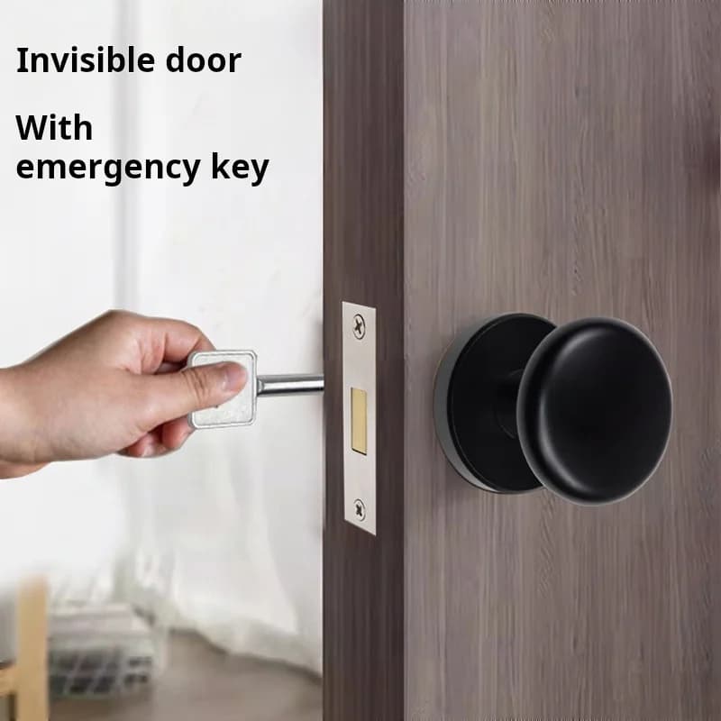 Monolateral Invisible Lock with Key Input, Hidden Handle, Unappeared Lock for Secret Doors, Door Hardware for Secret Rooms