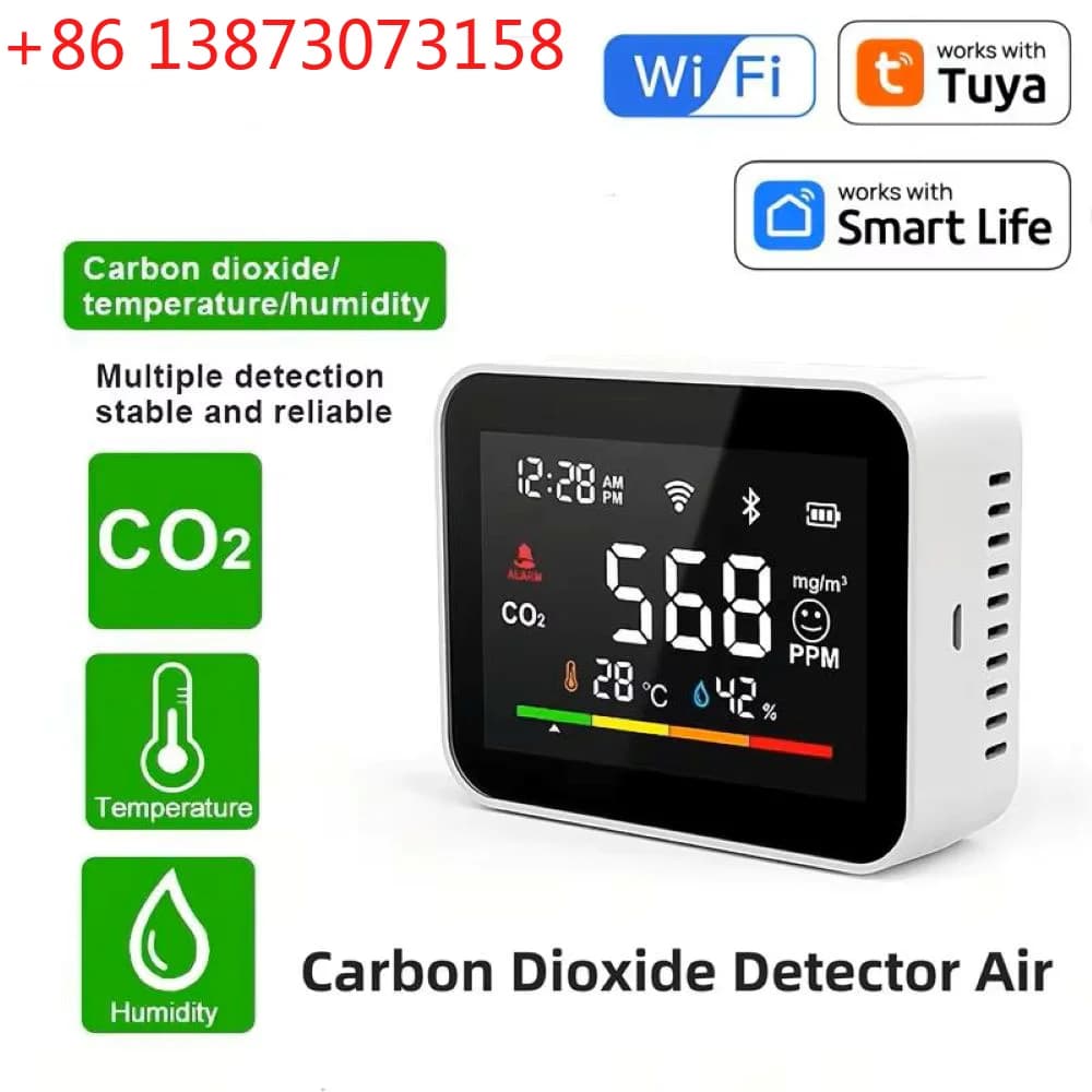 Tuya WI-FI Smart Co2 Meter Box Accurate Real Time Indoor Smoke Alarm Detector for Ventilatie Corona Safety Carbon Dioxide Sensor