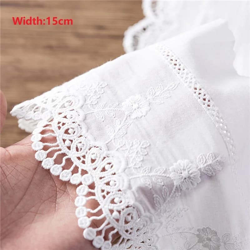 1Y Flower Hollow 15CM di larghezza panno di cotone pizzo tessuto accessori per vestiti polsini gonna orlo