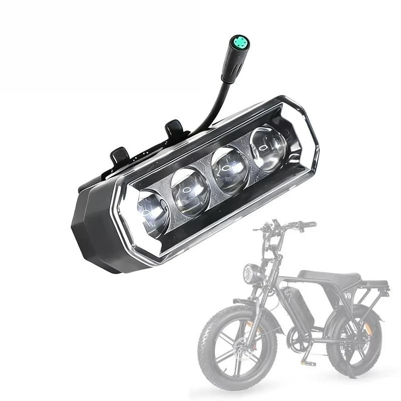 V8 Electric Bike Accessory Modified Front Light 5 Pin with Turn Signals V8 Fat Bicycle Parts Replacement