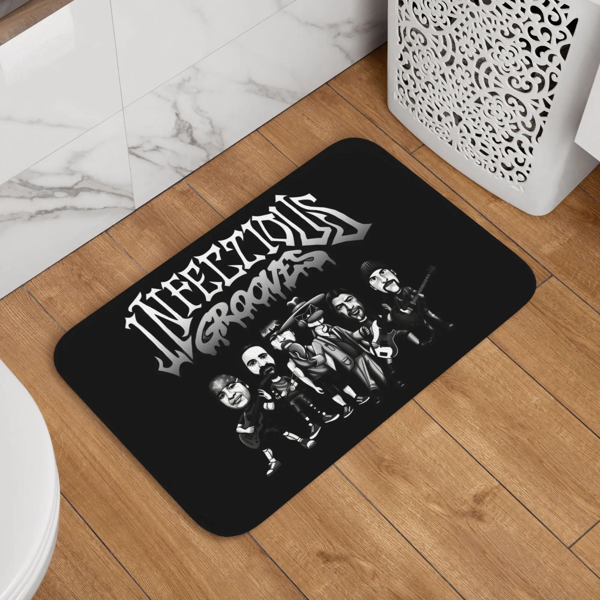 Infectious Grooves Funk Metal Band Tappetino per porta d'ingresso, per interni, stile americano, per bagno, cucina, giardino
