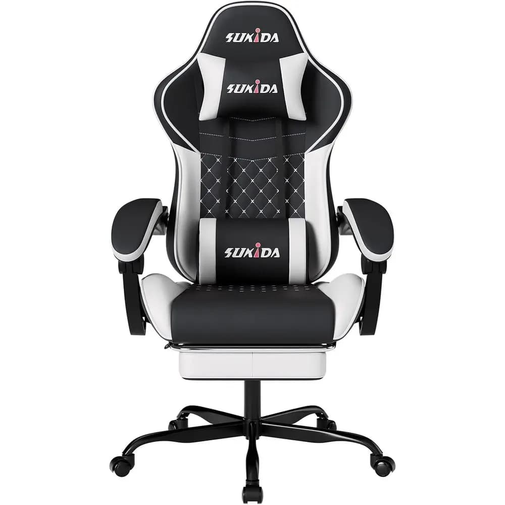Sedia da Gaming Ergonomica Regolabile con Supporto Lombare e Funzione Girevole per Adulti