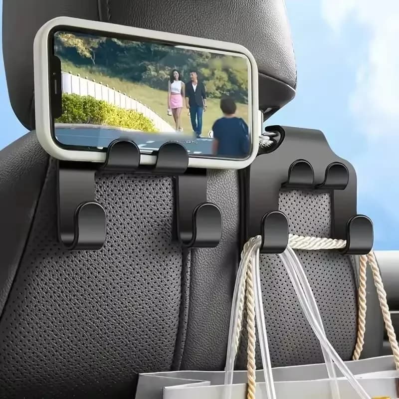Gancio per Sedile Posteriore Auto, Supporto Appendibile per Telefono Cellulare, Supporto Poggiatesta Posteriore per iPhone Samsung Xiaomi e Tutti i Telefoni.