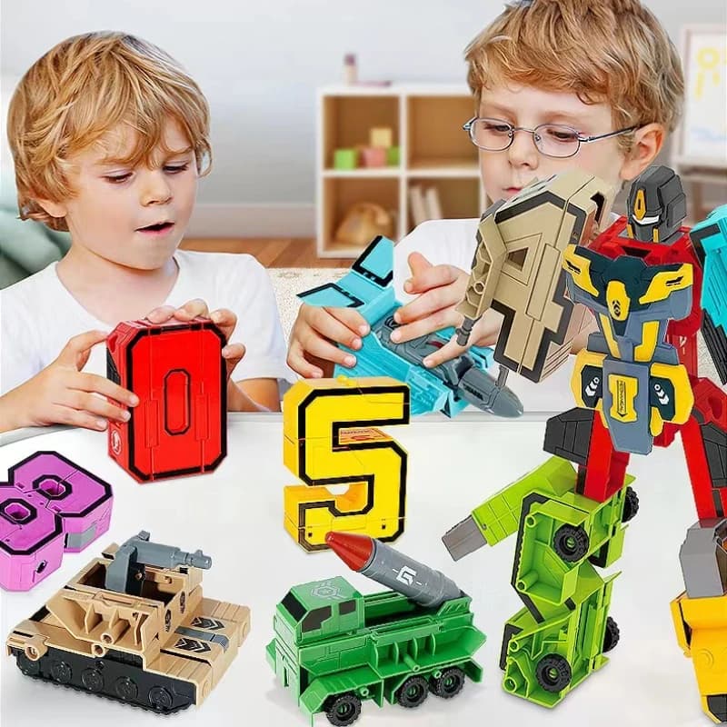 Children's Toy Car Oversized Digital Deformation Toy Children's Robot Digital 0-9 Assembly Puzzle Package Boys' Toys