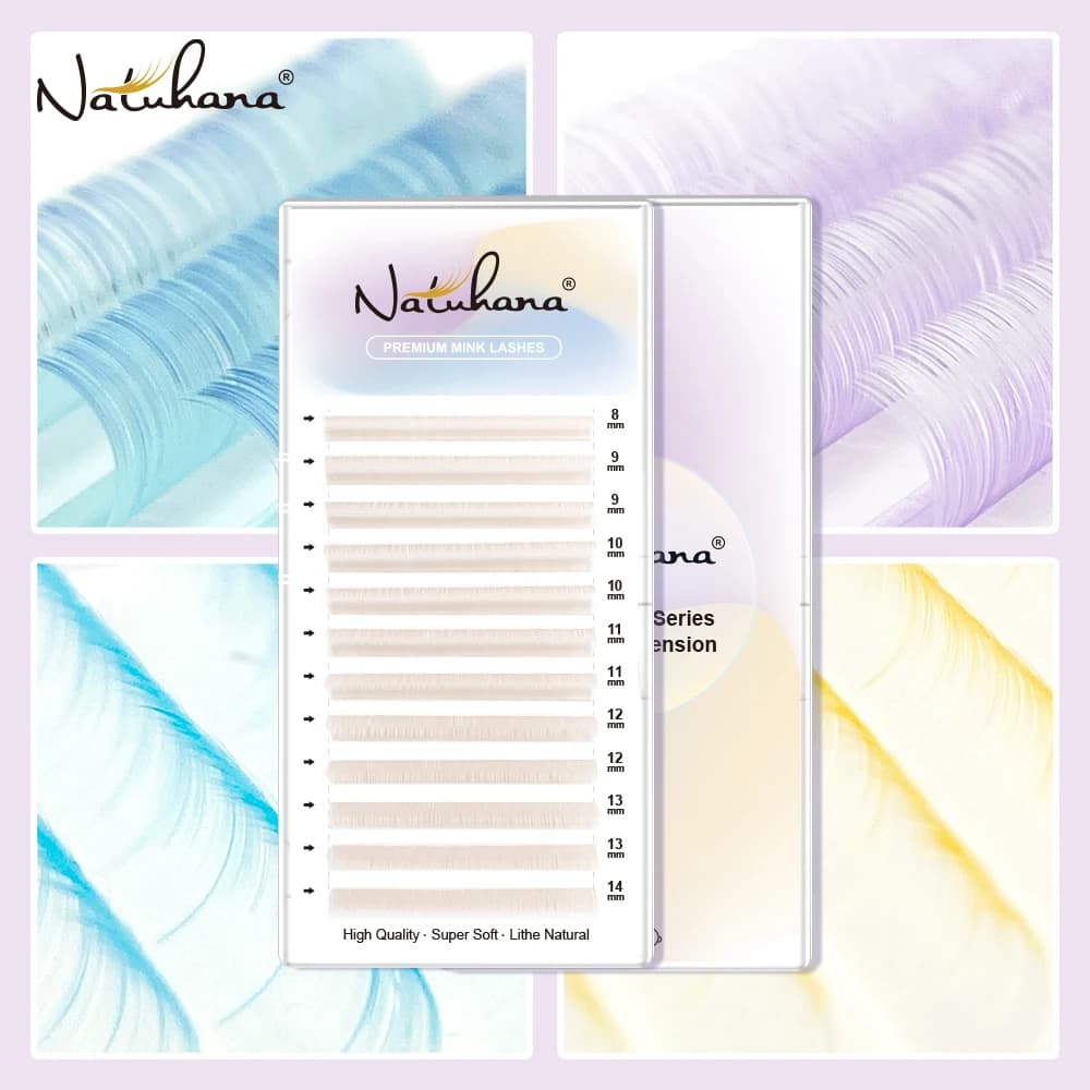 NATUHANA crema colorata ciglia singole estensioni ciglia finte C/D curl Mix lunghezza ciglia finte trucco ciglia