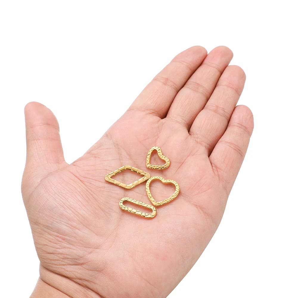 10 ciondoli a forma di rombo screpolato, pendenti a forma di cuore ovale in acciaio inossidabile per gioielli delicati fai da te, componenti per collane e braccialetti