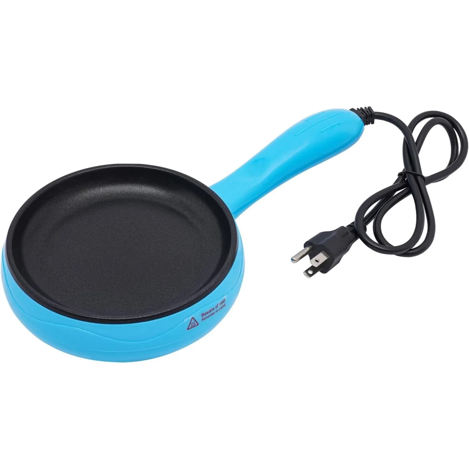 15 cm non-stick electric pan, 110 V mini pan for cooking, small egg pan, breakfast sandwich (blue)