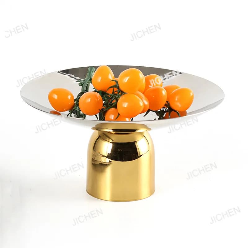 Piatto rotondo alto per frutta, piatto per dolci, snack, piatto per frutta secca, ornamento, lusso discreto, arte semplice, decorazione per la casa