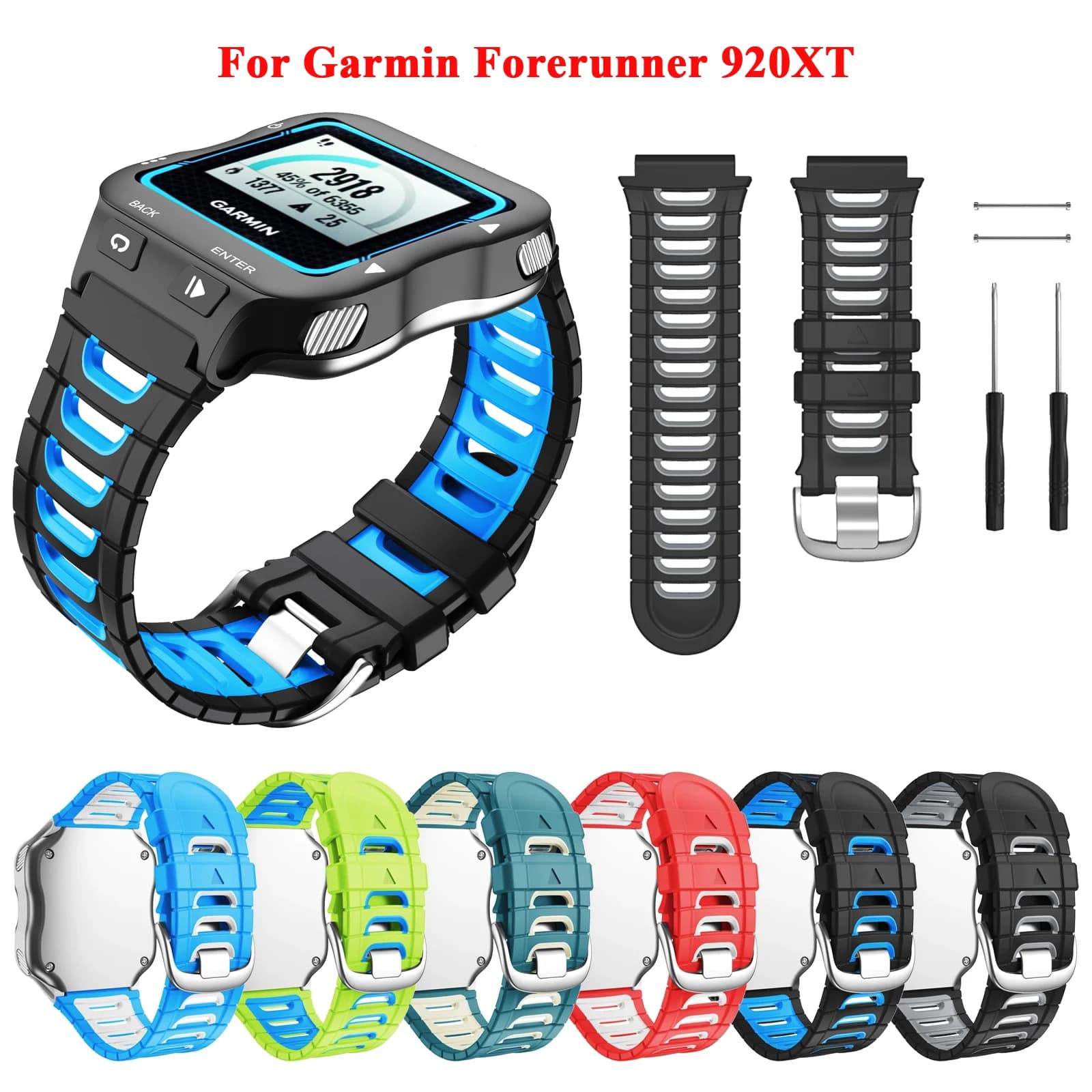 Replacement straps for Silicone Straps for Garmin Forerunner 920XT 920 XT Wristband Running Swim Sport Watch Band Bracelet + Tool