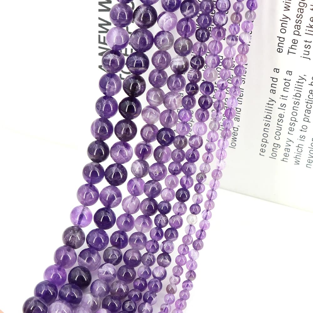 Perline di ametista naturale, perline rotonde distanziatrici sfuse per la creazione di gioielli, 4/6/8/10 mm, fai da te, regalo, braccialetti fatti a mano, accessori