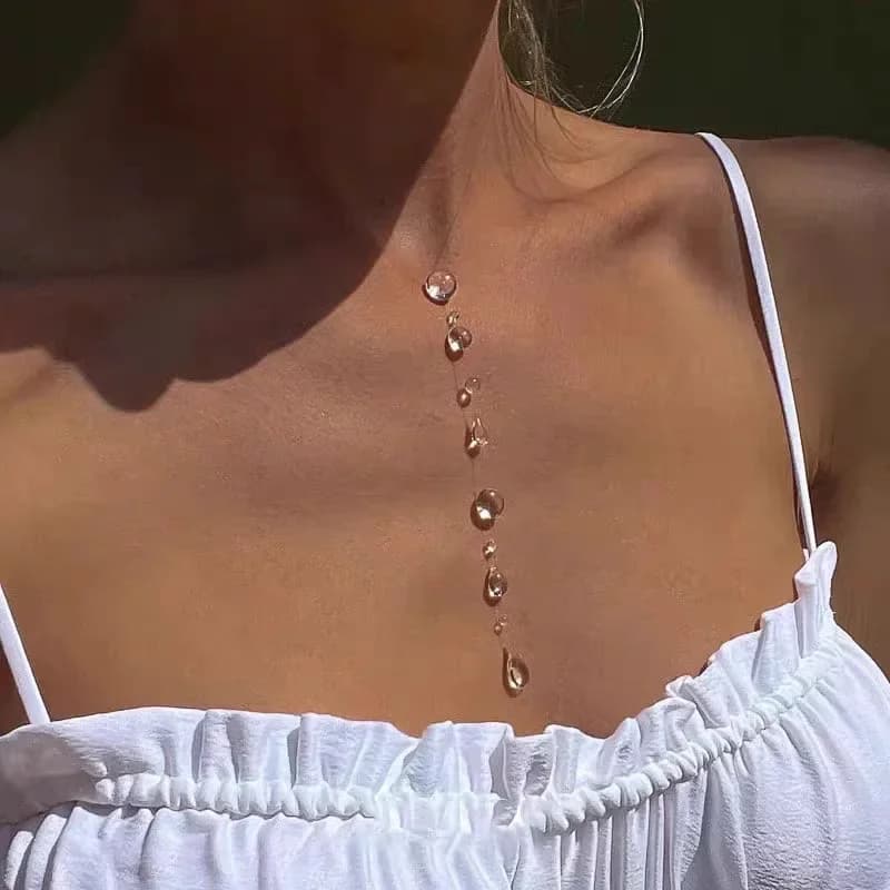 Collana Artigianale a Goccia d'Acqua alla Moda per Donne, Accessorio Elegante in Cristallo per Matrimoni e Feste di Lusso