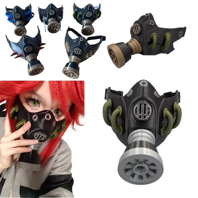 Maschera Antigas Nera Stampata in 3D per Cosplay di Riyo Rudo Tamsy Zanka Enjin Guita, Accessorio per Uomo e Donna, per Halloween, Feste a Tema Anime e Giochi di Ruolo