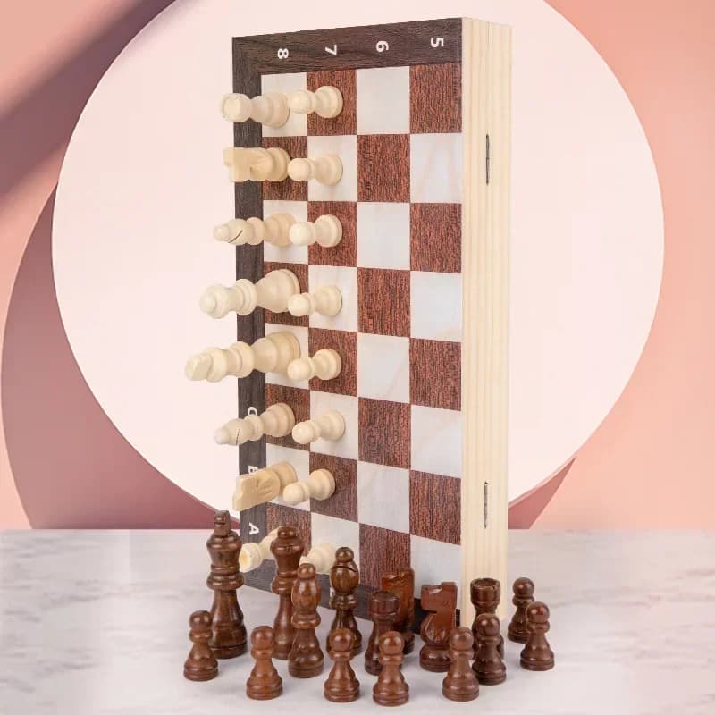 Set di scacchi in legno di lusso con scacchiera magnetica grande puzzle a scacchiera gioco da tavolo pieghevole portatile giocattoli da viaggio per bambini adulti