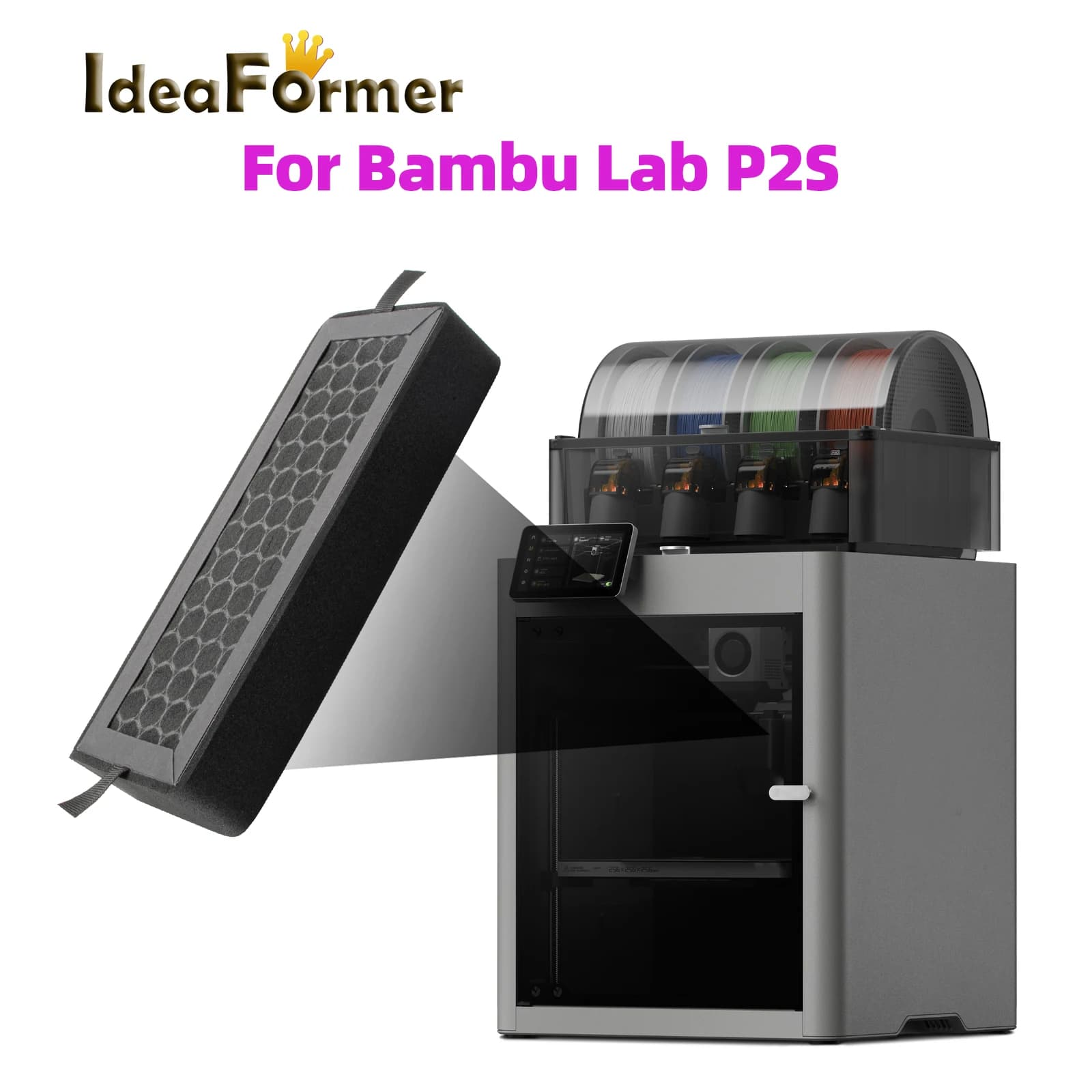 Schermo filtro 3D per stampante Bambu Lab P2S Filtro aria combinato a carbone attivo per filtrare piccole particelle e purificare l'aria