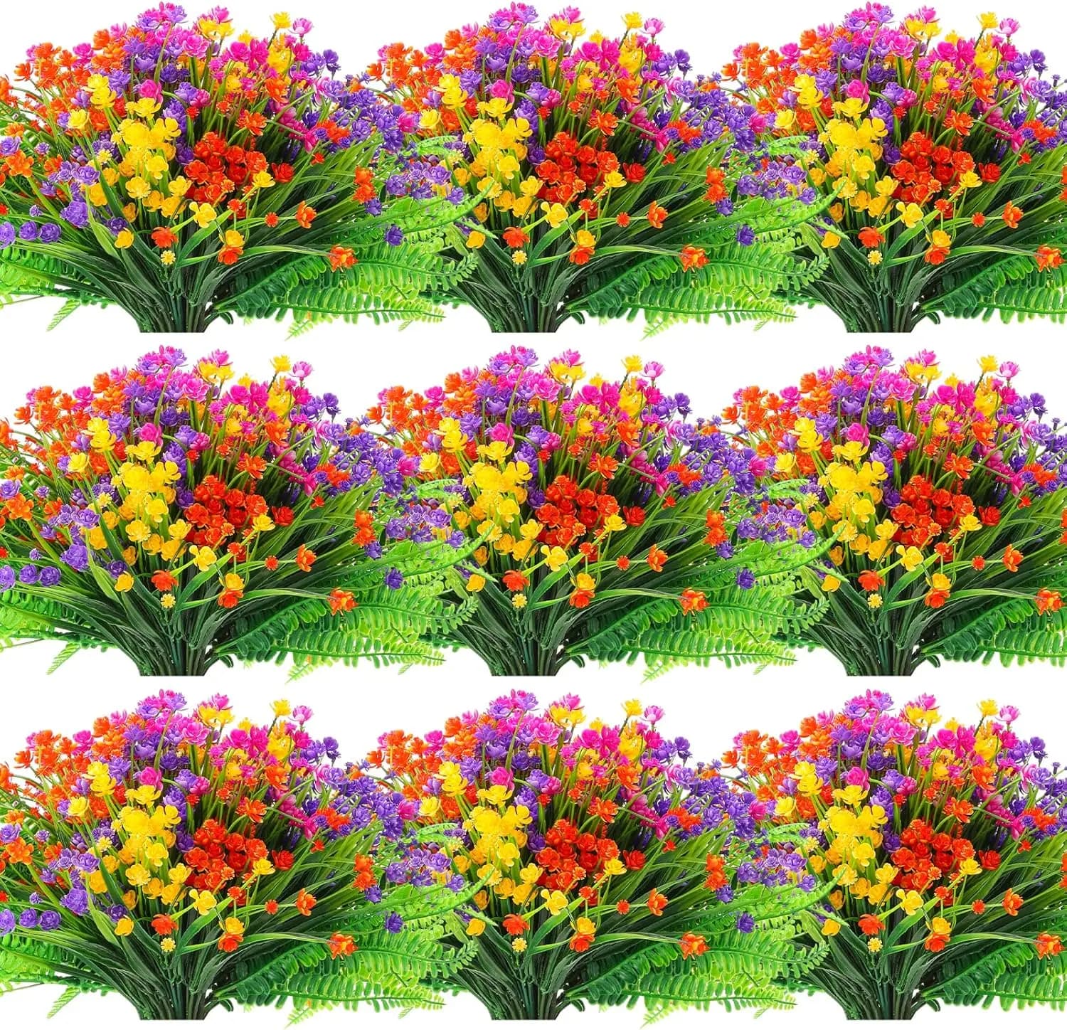 50 Mazzi di Fiori Artificiali da Esterno, Piante Finte Resistenti ai Raggi UV, Fiori in Plastica per Patio e Veranda