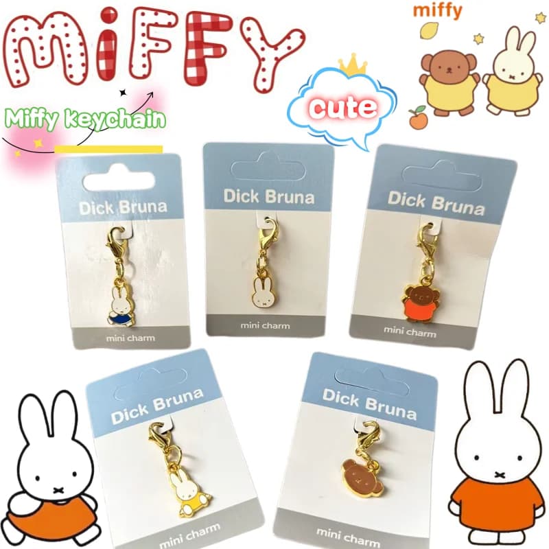 Miffy Boris keychain with high-appearance cartoon print creative metal buckle pendant decoration for men's and women's backpacks