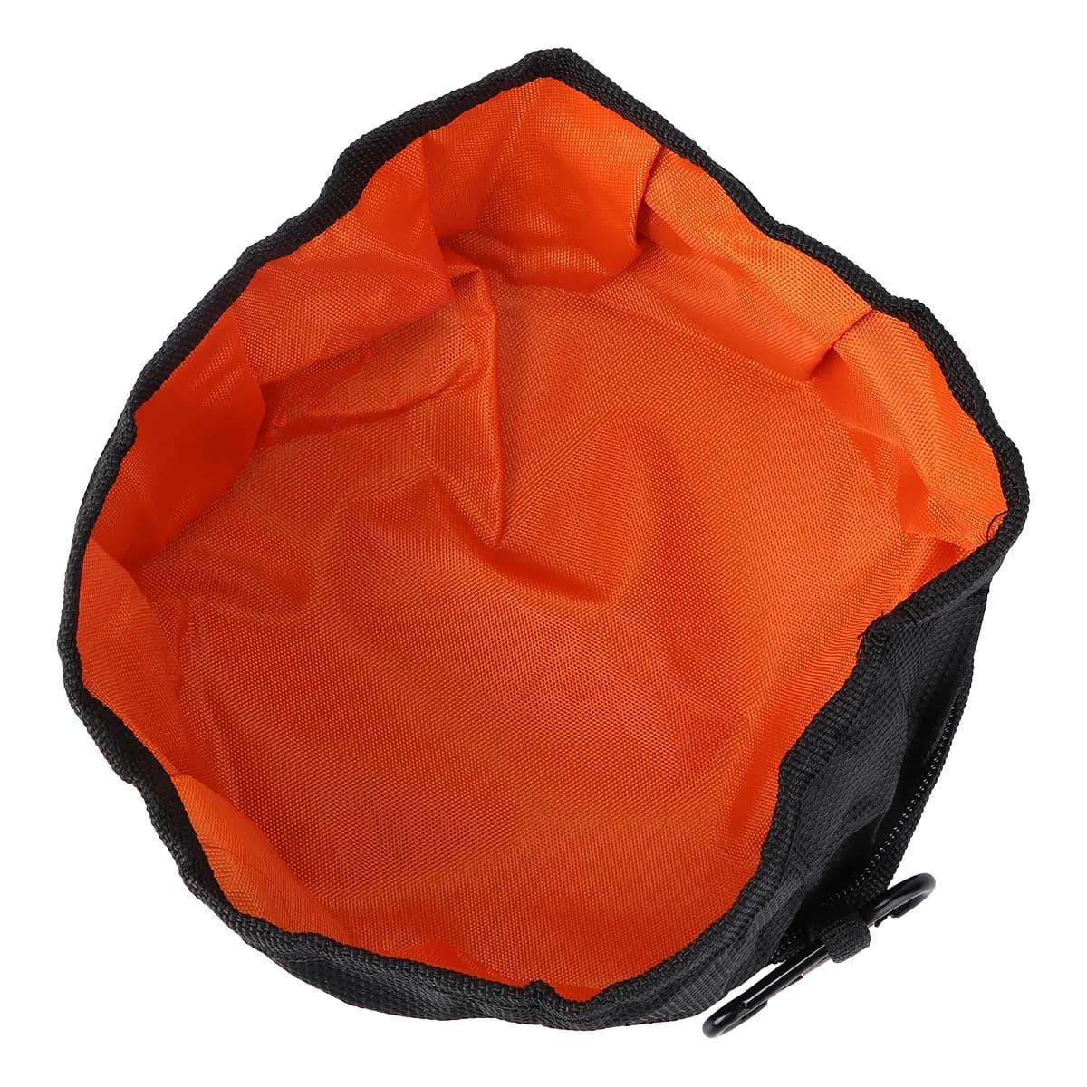 Ciotola per Cani e Gatti Nera in Poliestere Portatile Impermeabile Pieghevole da Viaggio per Cibo e Acqua 19x19cm con Cerniera e Gancio