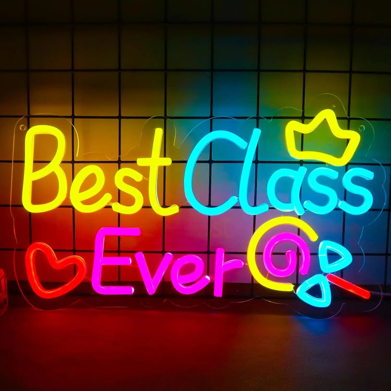 Insegna Luminosa al Neon 'Best Class Ever' USB Dimmerabile, Decorazione da Parete per Camera da Letto, Sala Giochi, Soggiorno, Regalo di Compleanno