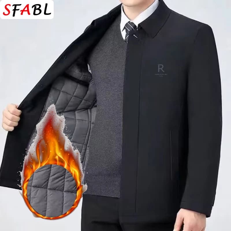 Adding social jackets padded Men winter jacket Frangivento Luxury Blazer for men Fleece Lining XXXL corporate office coat