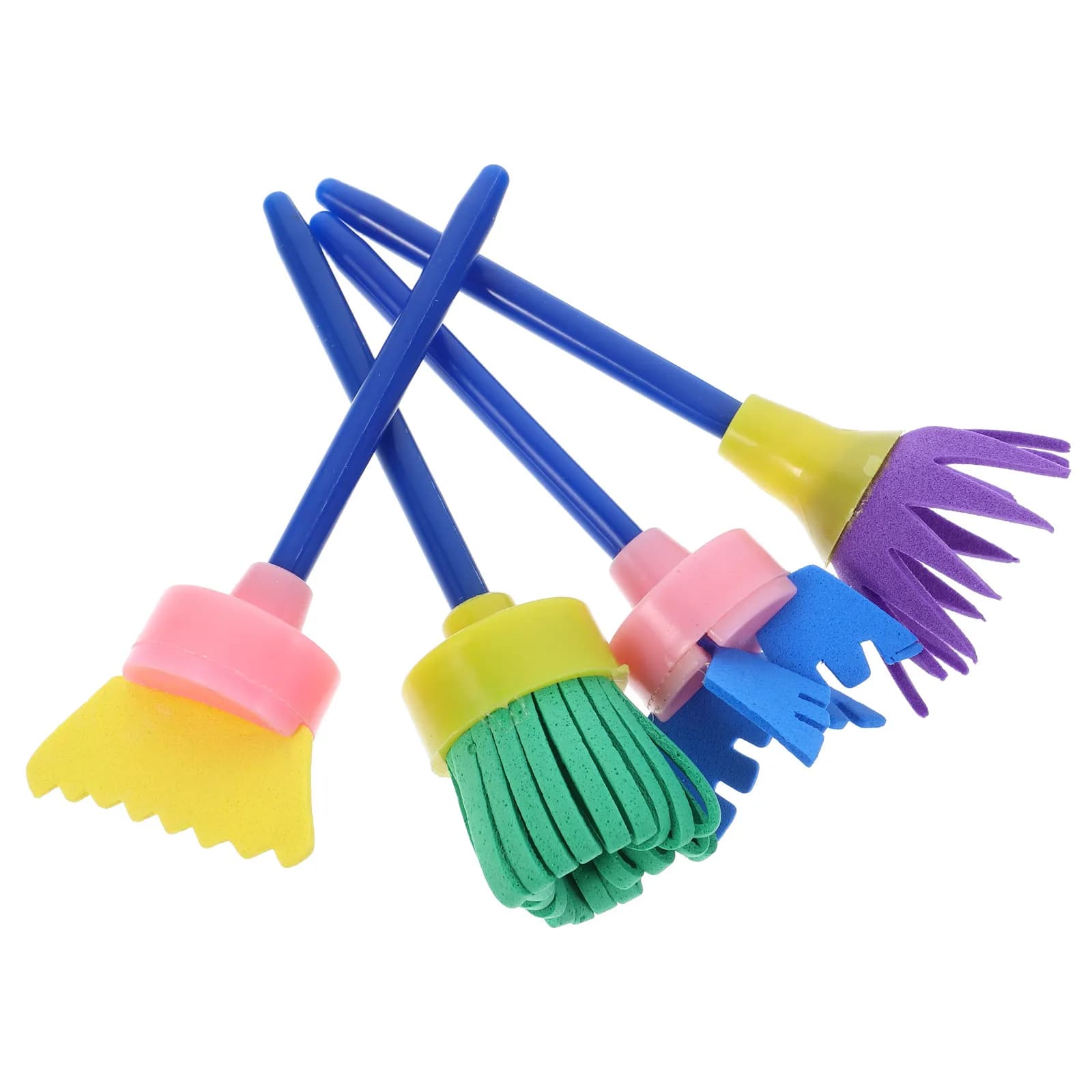 Set di 4 Pennelli Spugna per Pittura, Timbri in EVA, Pennelli in Schiuma Riutilizzabili per Progetti Artistici Fai-da-Te, Strumenti e Forniture per Disegno e Pittura