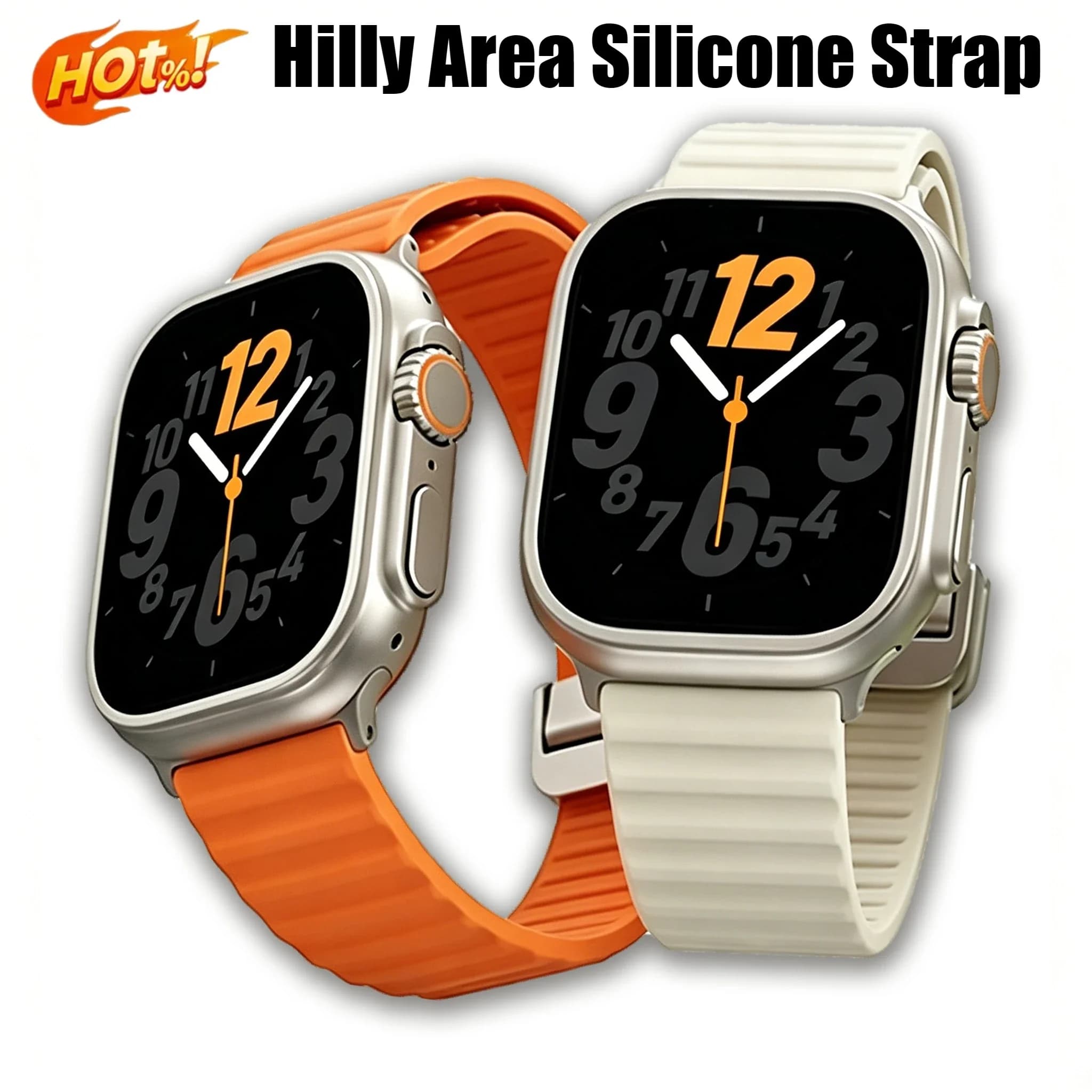 Sport Hilly Area Silicone Strap Replacement Belt for Apple Watch Band 45mm 46 44 41 40 42 for IWatch Series 1 2 3 4 5 6 7 8Ultra