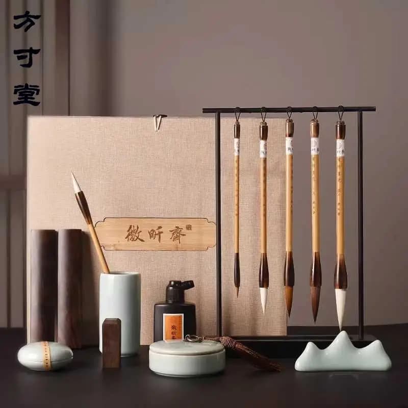 Study four treasures set, brush, pen, ink, paper, inkstone, a full set of boutique high-end gift boxes, calligraphy gifts, elder