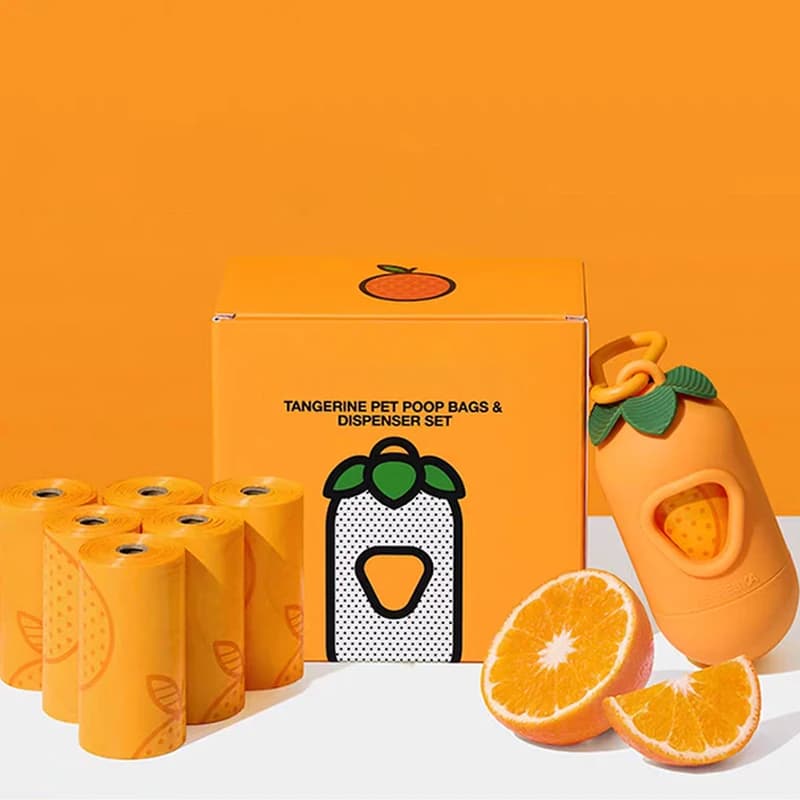 Porta sacchetti igienici per cani da agganciare al guinzaglio, dispenser portatile leggero in plastica per sacchetti per deiezioni canine (Arancione)
