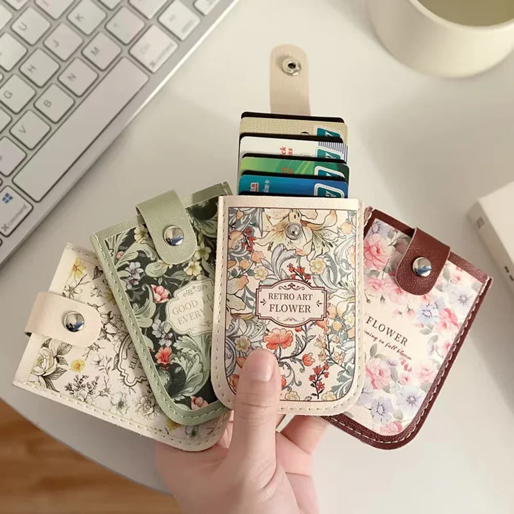 Portafoglio Mini Laminato a Scomparsa per Carte, Porta Carte di Credito Estraibile, Porta Biglietti da Visita, Blocco RFID, Porta Documenti in PVC