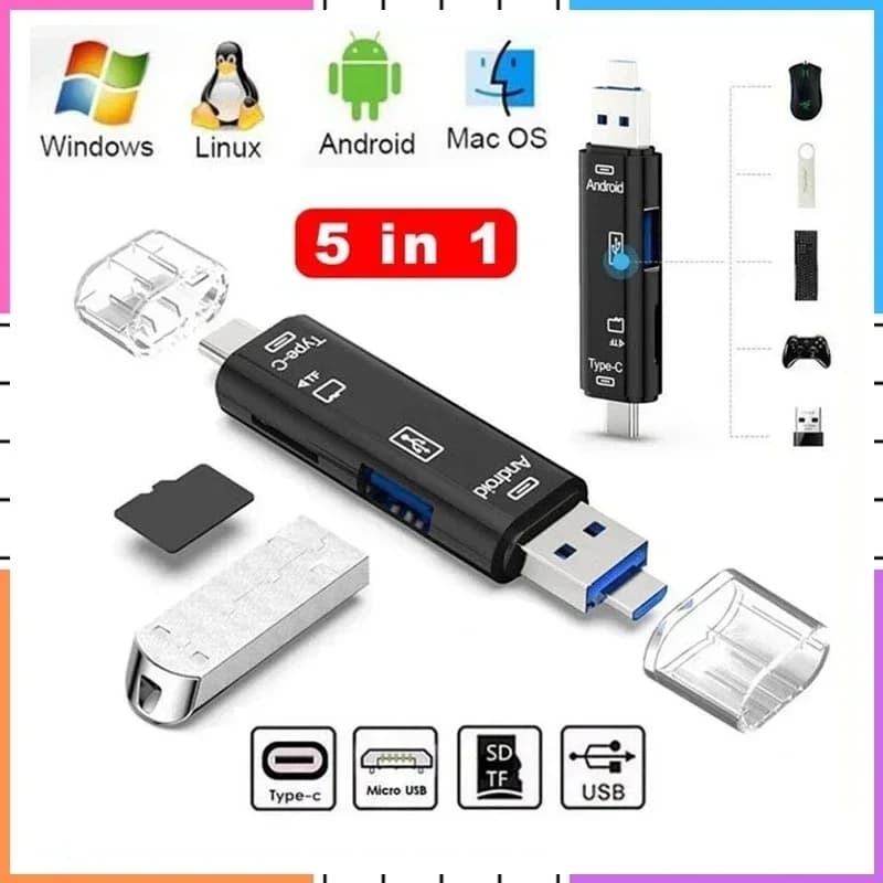 5 in 1 Type C Micro USB 3.0 TF OTG Adapter SD Card Reader/USB 3.1 Memory Card Reader Adapter For Laptop Phones Comp