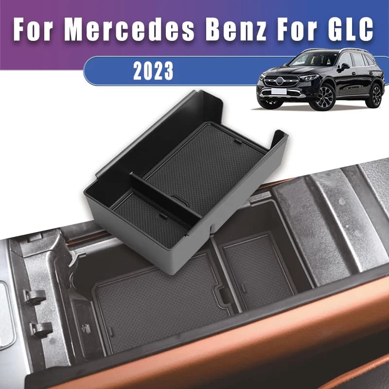 Organizzatore per console centrale resistente per Mercedes Benz GLC 2023 Vassoio portaoggetti per bracciolo anti-sonaglio Mantenere gli articoli ordinati Accessori auto