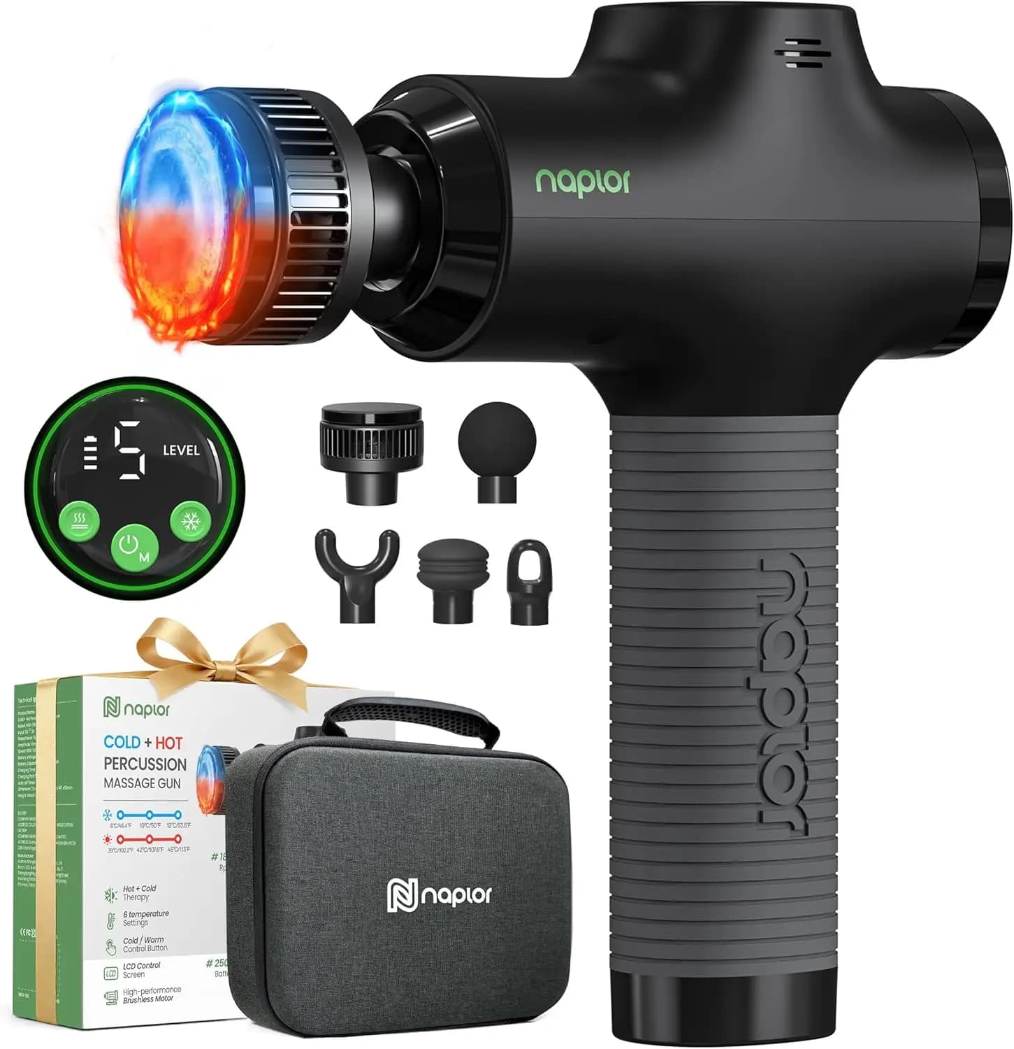 Silent Muscular Massage Gun with Calore/Freddo, Percussion Deep Massage for Recovery and Relaxation, Intelligent LED Display
