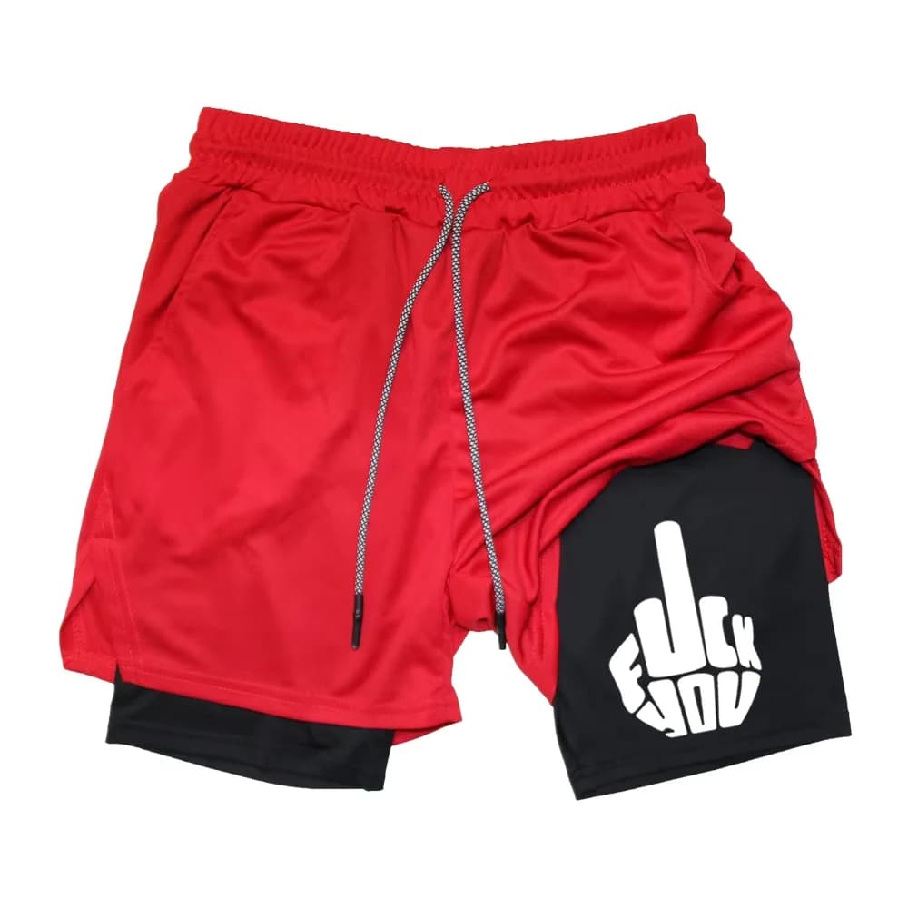 Y2k Print 2 in 1 Performance Shorts for Men Gym Workout Running Shorts with Phone Pocket Towel Loop Sport RL00226